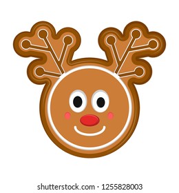 Isolated happy reindeer gingerbread. Vector illustration design