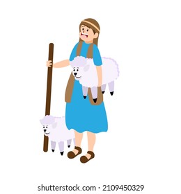 Isolated happy shepherd nativity character Vector illustration
