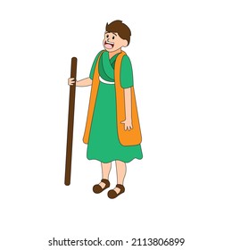 Isolated happy shepherd nativity character Vector illustration