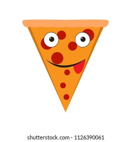 Isolated happy slice of pizza