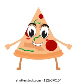 Isolated happy slice of pizza