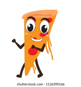 Isolated happy slice of pizza
