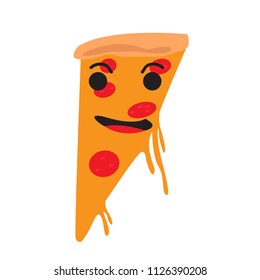 Isolated happy slice of pizza