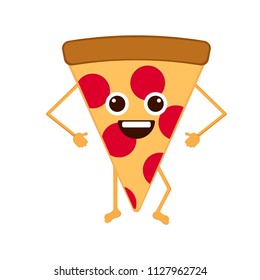 Isolated happy slice of pizza emote