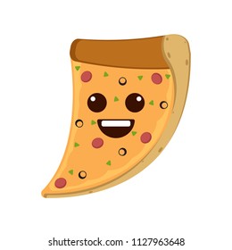 Isolated happy slice of pizza emote