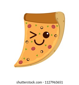 Isolated happy slice of pizza emote