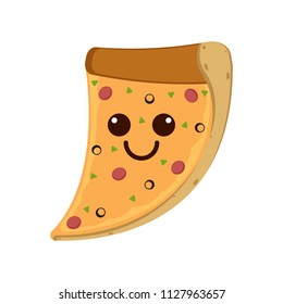 Isolated happy slice of pizza emote