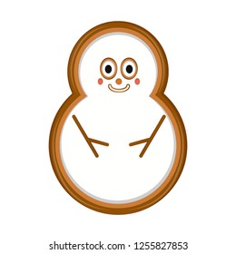 Isolated happy snowman gingerbread. Vector illustration design