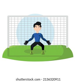 Isolated Happy Soccer Goalkeeper Cartoon Vector