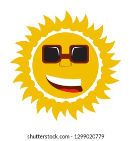 Happy Cartoon Style Sun Smiling Sunglasses Stock Vector (Royalty Free ...