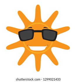 Isolated happy sun with sunglasses. Vector illustration design
