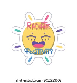 Isolated happy sun with text lgbt pride icon Vector