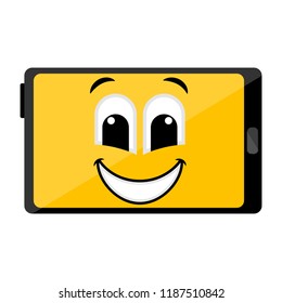 Isolated happy tablet emote
