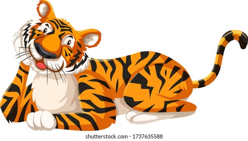 Isolated happy tiger cartoon character illustration