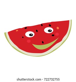 Isolated happy watermelon on a white background, Vector illustration