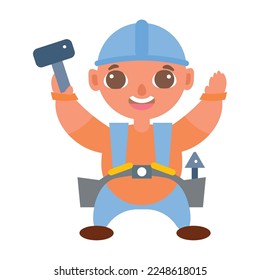 Isolated happy window cleaner cartoon character Vector