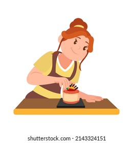 Isolated happy woman making a dessert Vector illustration