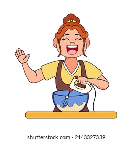 Isolated happy woman making a dessert Vector illustration