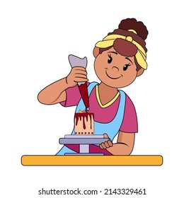 Isolated happy woman making a dessert Vector illustration