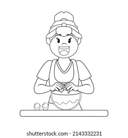 Isolated happy woman making a dessert Vector illustration