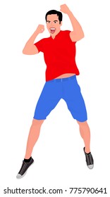 Isolated happy young smiled man on white background. Vector illustration.