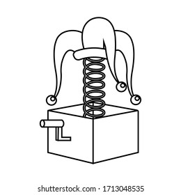 Isolated harlequin hat in a joke box - Vector