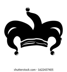 Isolated harlequin hat silhouette. Mardi gras - Vector