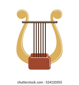 Isolated harp on white background. Musical instrument. Element of orchestra.