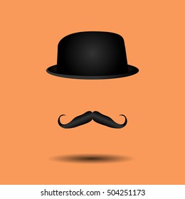 Isolated hat and a mustache, Hipster Vector illustration
