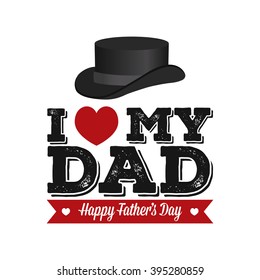 Isolated hat and text with a heart for father's day celebrations