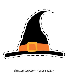 Isolated hat witcher halloween october scary icon sticker- Vector