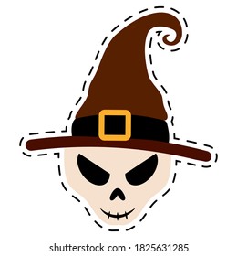 Isolated hat witcher halloween october scary icon sticker- Vector