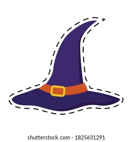 Isolated hat witcher halloween october scary icon sticker- Vector