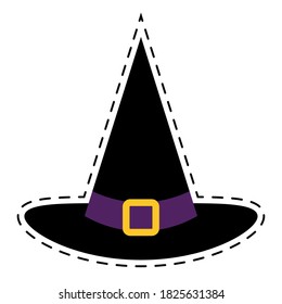 Isolated hat witcher halloween october scary icon sticker- Vector