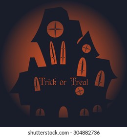 Isolated haunted castle on a colored background. Vector illustration