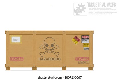 Isolated hazardous material in the wooden crate
