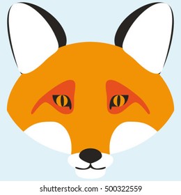 Isolated head of a fox, vector cartoon