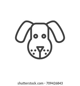 Isolated Head Outline Symbol On Clean Background. Vector Dog Element In Trendy Style.