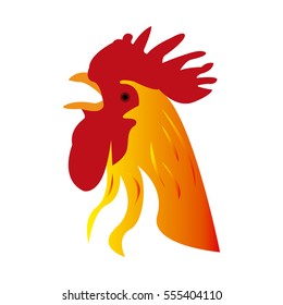 Isolated head of a rooster, Vector illustration