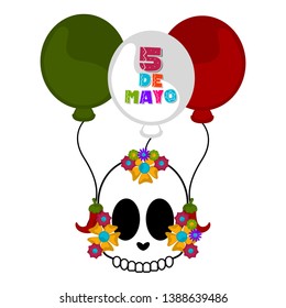 Isolated head skulls with colored ballons - Vector