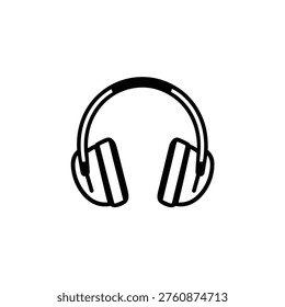 Isolated headphone illustration with padded earcups. Audio equipment design shows sound technology concept on a transparent backdrop.