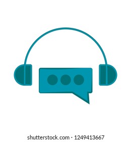 Isolated headphones with chat bubble. Vector illustration design