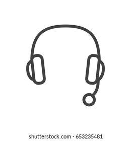 Isolated Headset Outline Symbol On Clean Background. Vector Headphone Element In Trendy Style.