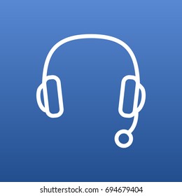 Isolated Headset Outline Symbol On Clean Background. Vector Headphone Element In Trendy Style.