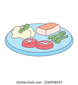 Isolated healthy food Vegeteables, fruits and protein Vector illustration