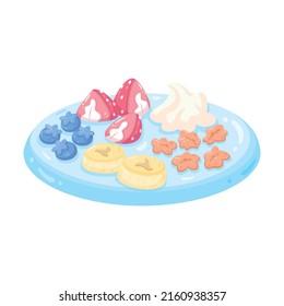Isolated healthy food Vegeteables, fruits and protein Vector illustration