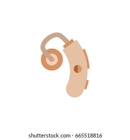 Isolated Hearing Aid Flat Icon. Audiology Vector Element Can Be Used For Hearing, Aid, Audiology Design Concept.
