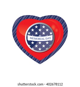 Isolated heart with a badge with stars and text on a white background