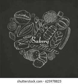 The isolated heart of bakery products. Vector illustration for your design