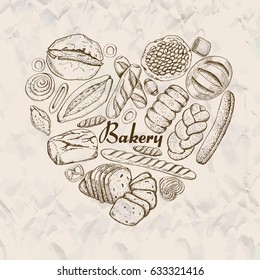 The isolated heart of bakery products. Vector illustration for your design